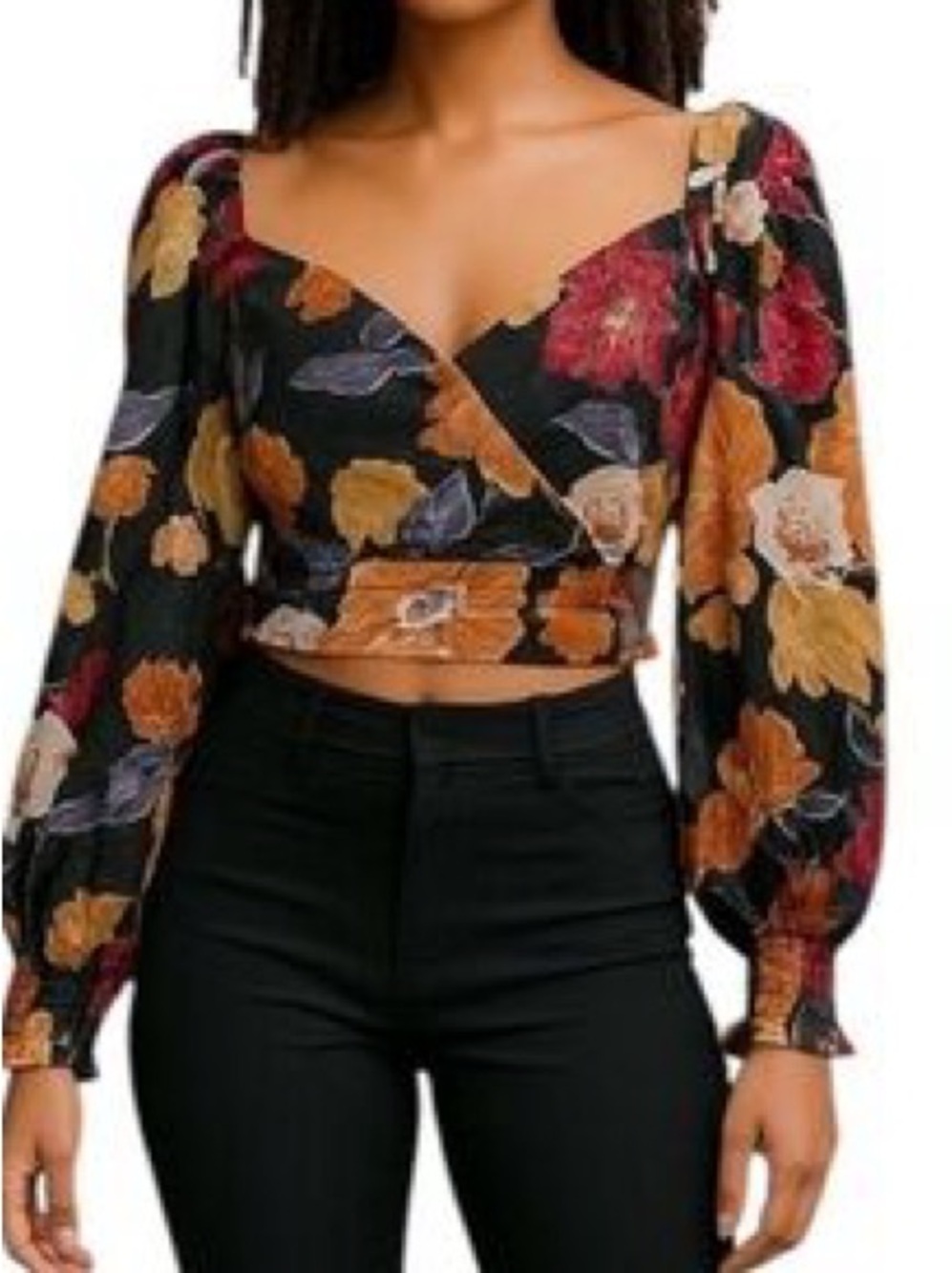 NWT Band Of The Free Camille Berry Floral Crossover Crop Top Size S